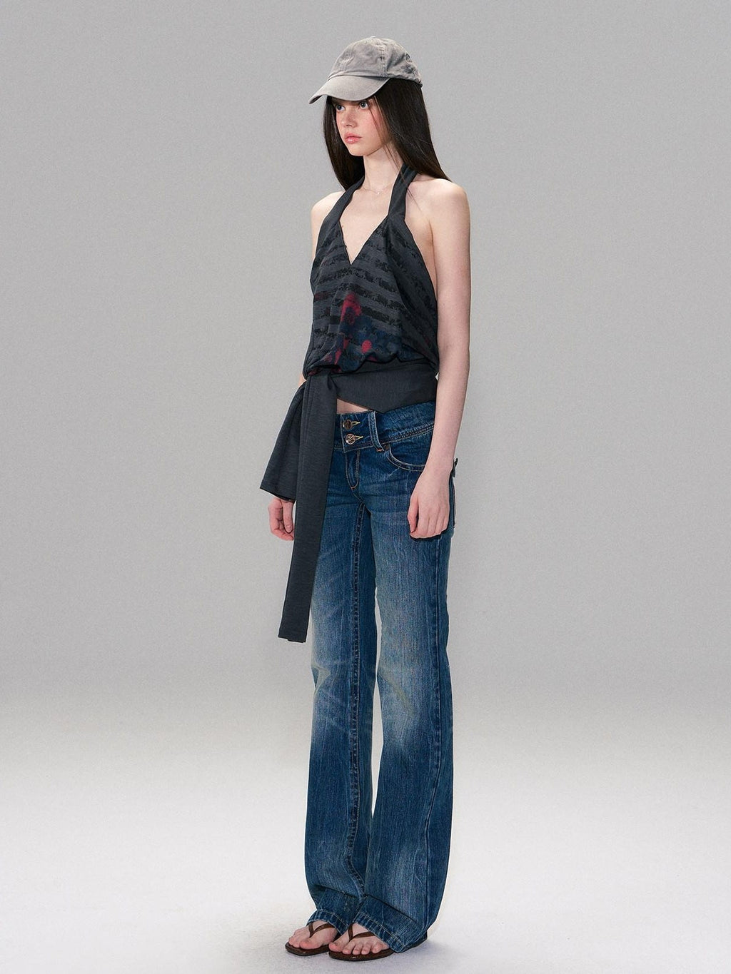 Slight Stretch Low Rise Slim Cotton Casual Women Deep Blue Straight Leg Jeans
