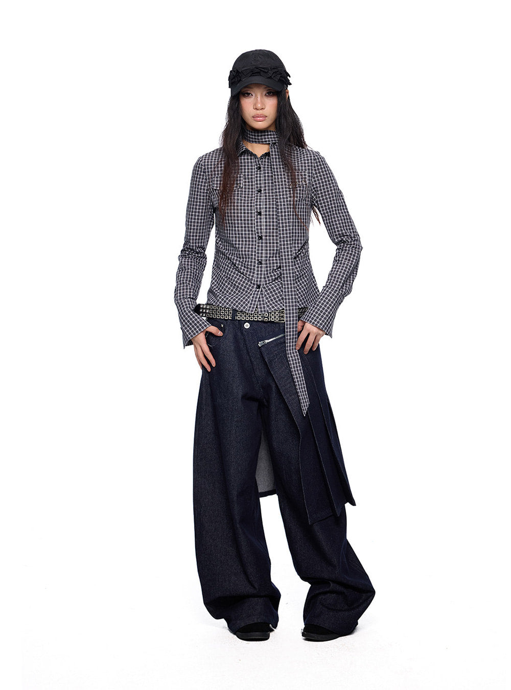 Contour Check Ribbon Shirt (2color)