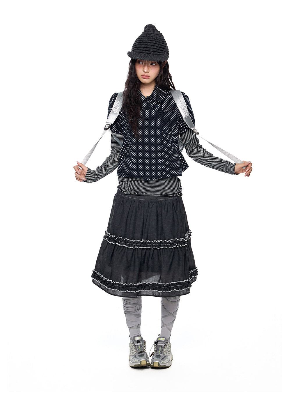 Pepper Dot Puff Shirt Top (2color)