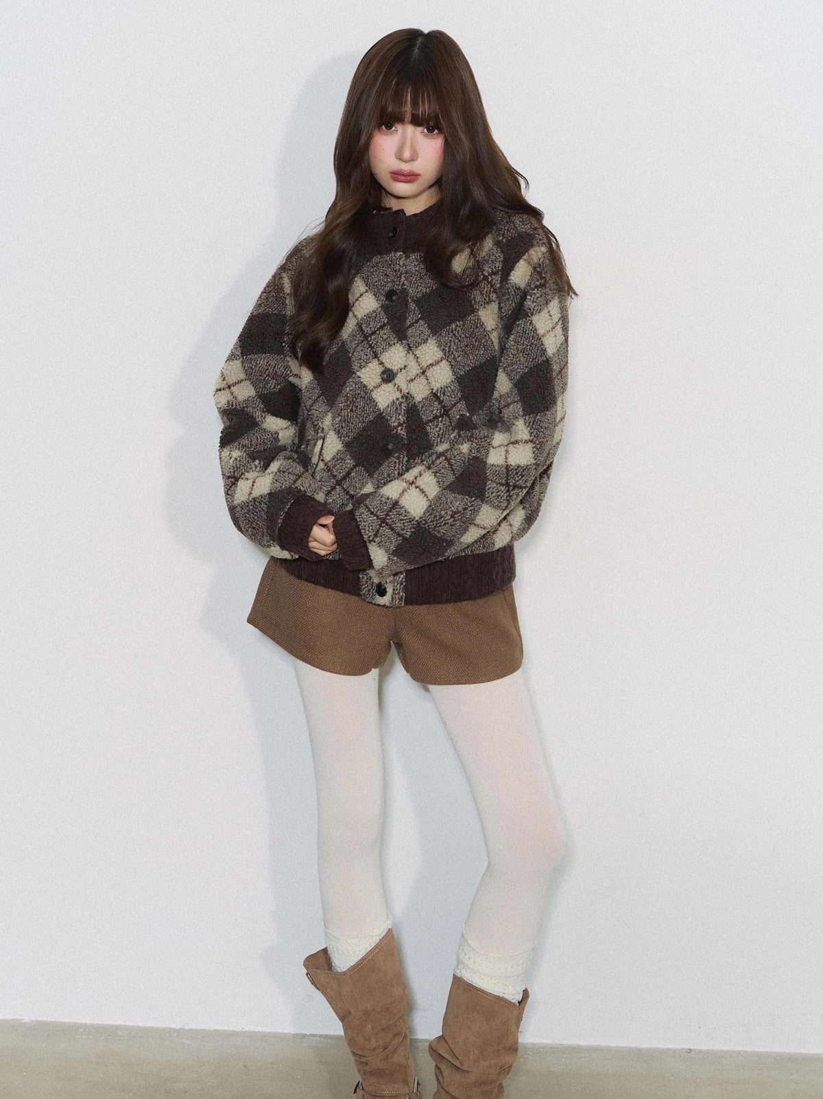 THELIGHT | PLAID KNIT SWEATER JACKET【ID:TN00098】