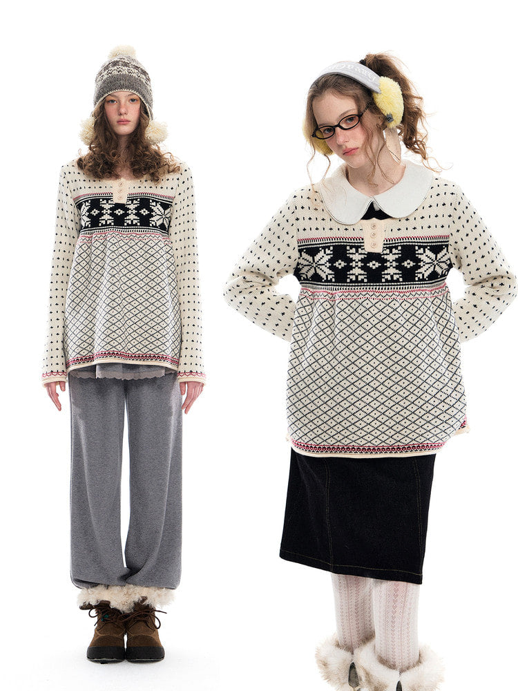 Romance Nanci Fair Isle Jacquard A-Line Knit