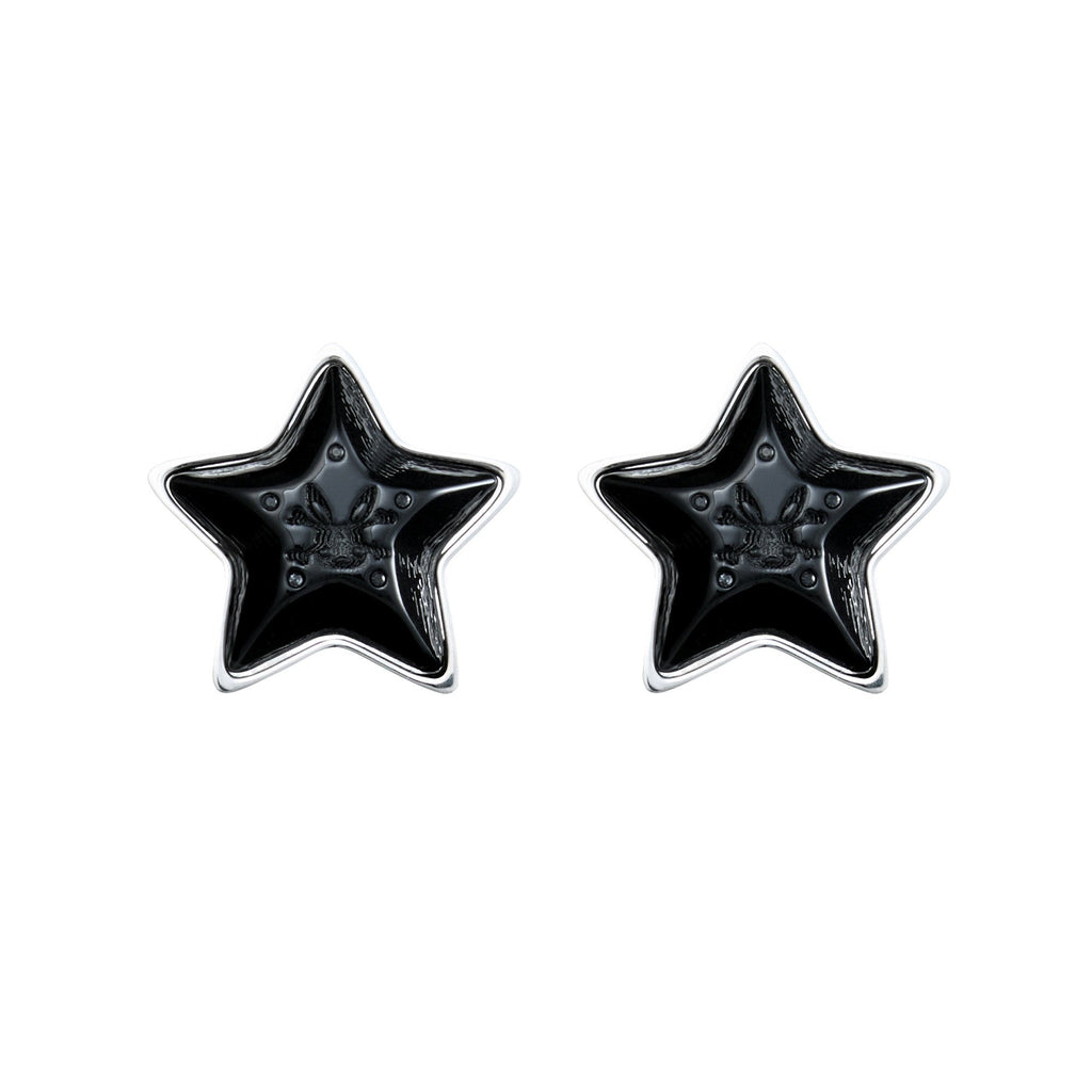 Black Five Point Star Minimalist Women'S Copper Stud Earrings