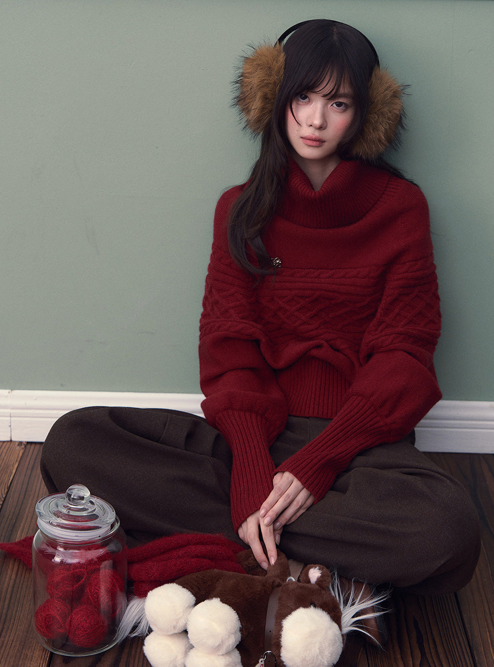 Diamond Jacquard Knit Sweater (2color)