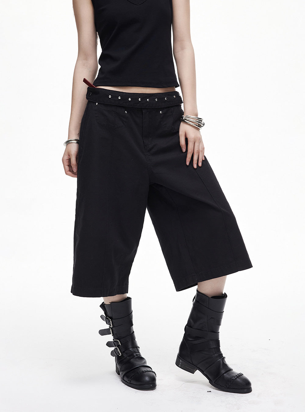 Stud Waist Bermuda Pants (2color)