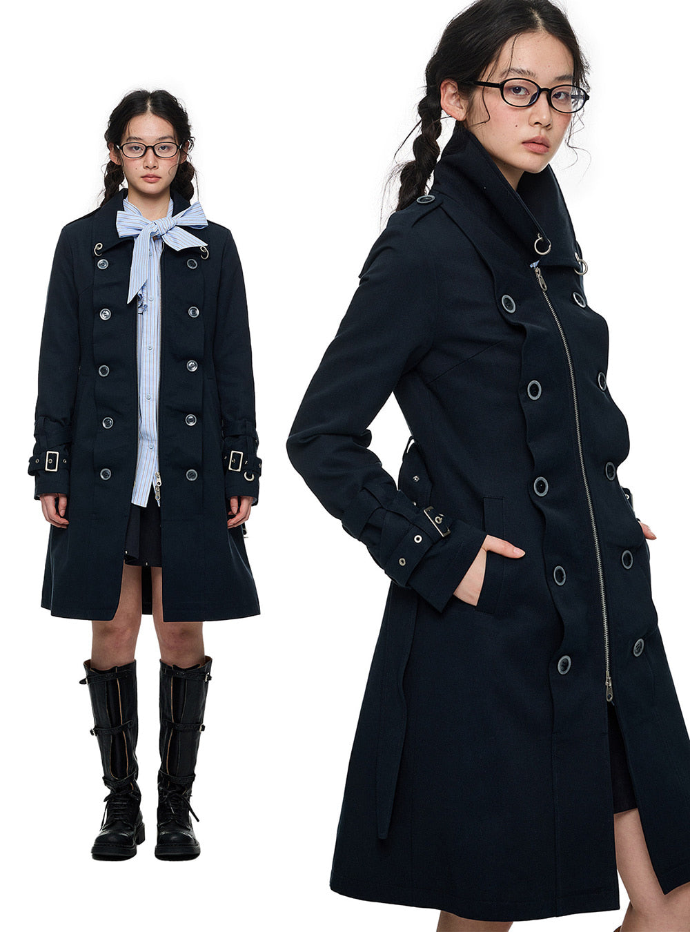 Tie Waist Double Breasted Trench Coat