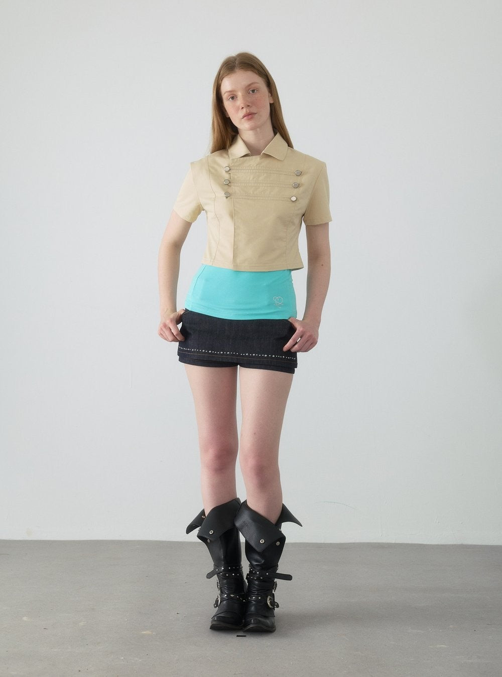 Spiral Stitch Denim Skirt