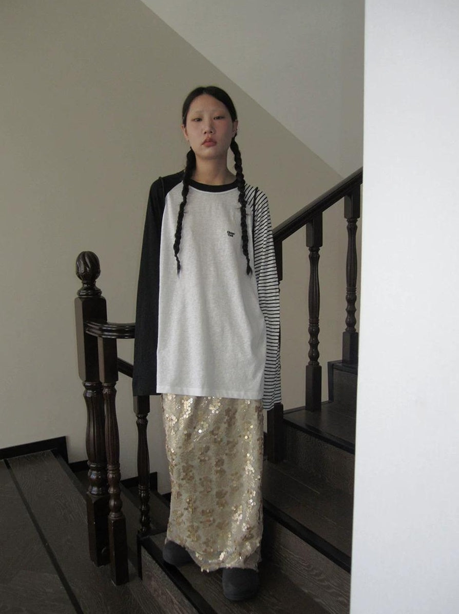 3months | SUMMER STRIPED T-SHIRT WITH SHEER SLEEVES【ID:TN00042】