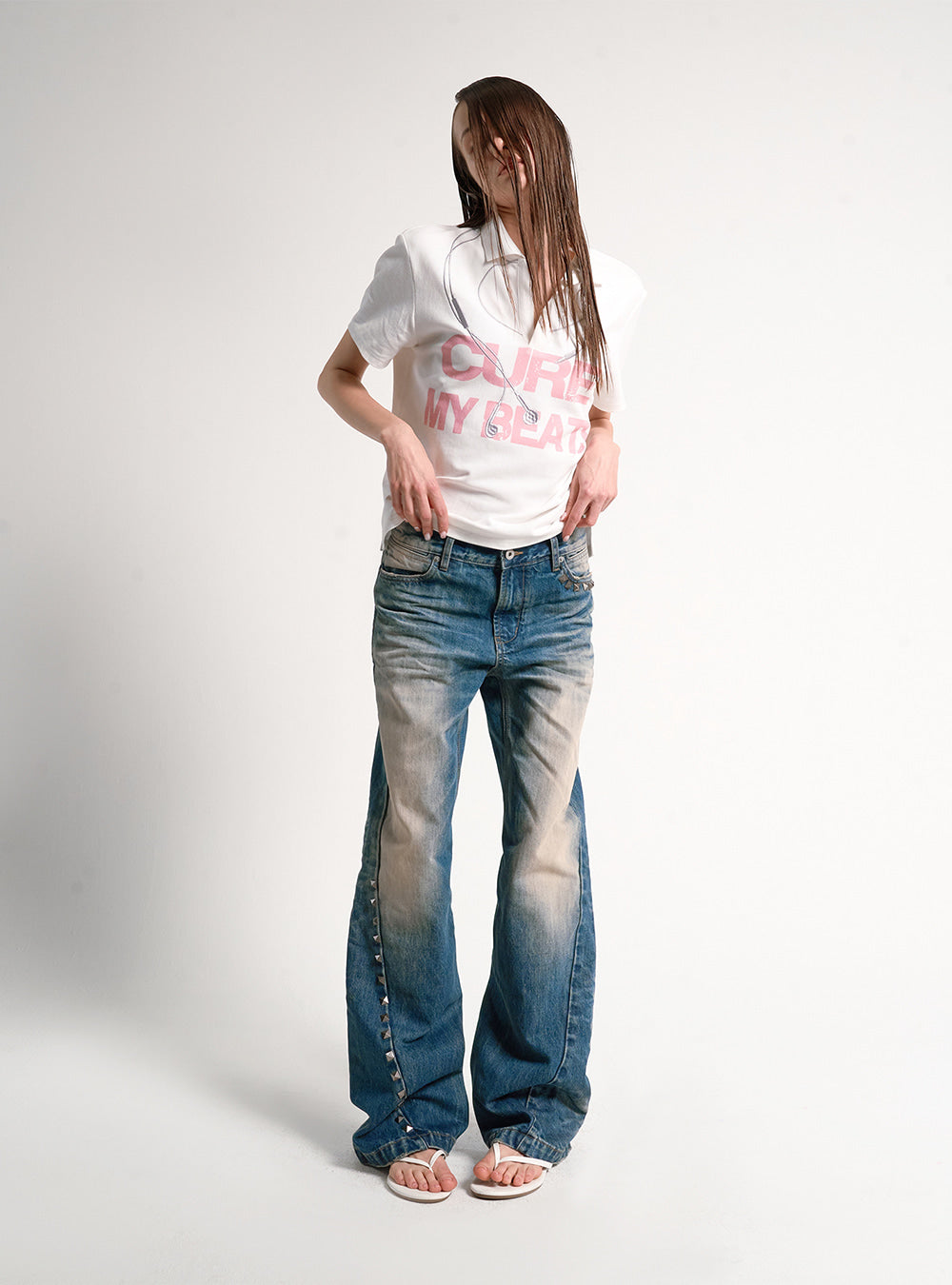Rustfade Stud Flare Denim