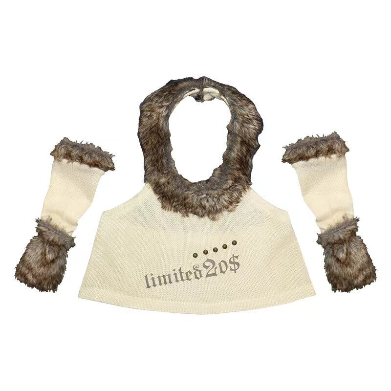 Original Halter Neck Cropped Cotton Unisex Khaki Numeric Print Tank Tops
