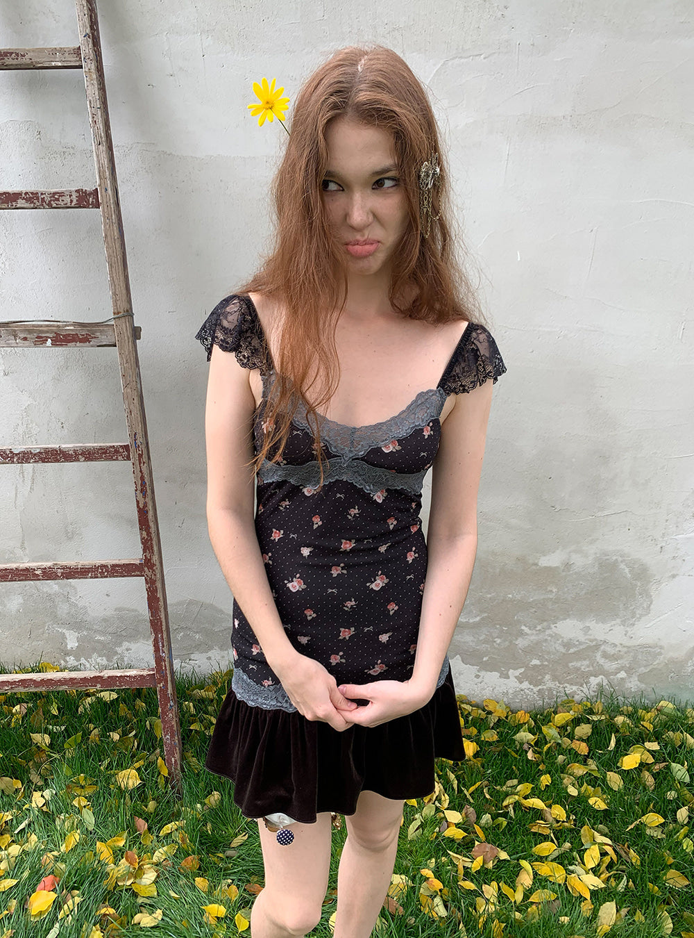 Vintage Lace Floral Knit Dress