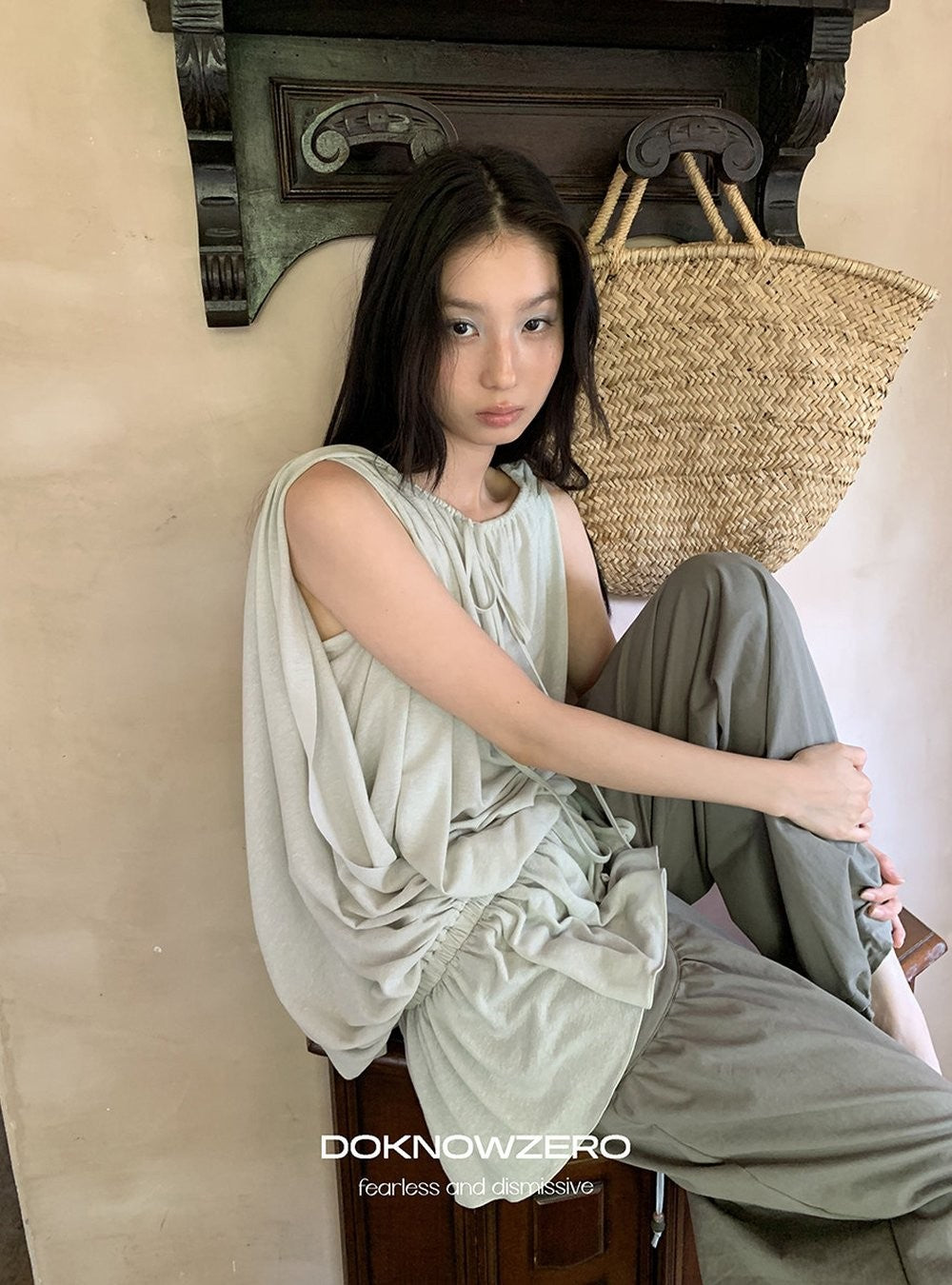 Linen Blend Draped Top