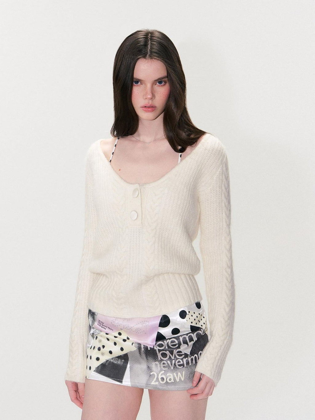 Soft Vintage Oversized Button V-neck Pullover Knit Wool Blend Girls Sweaters