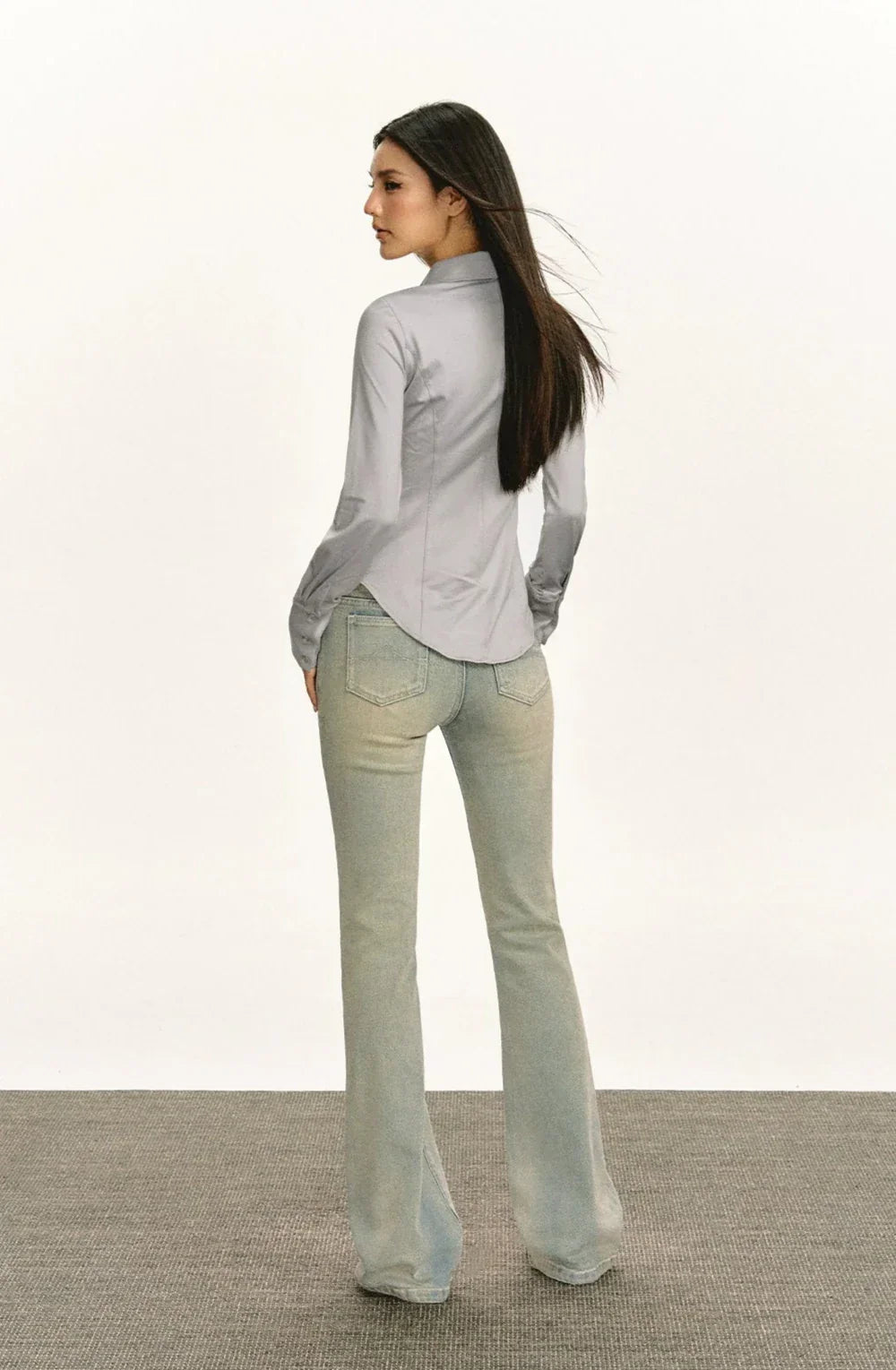 Gray Fitted Business Shirt