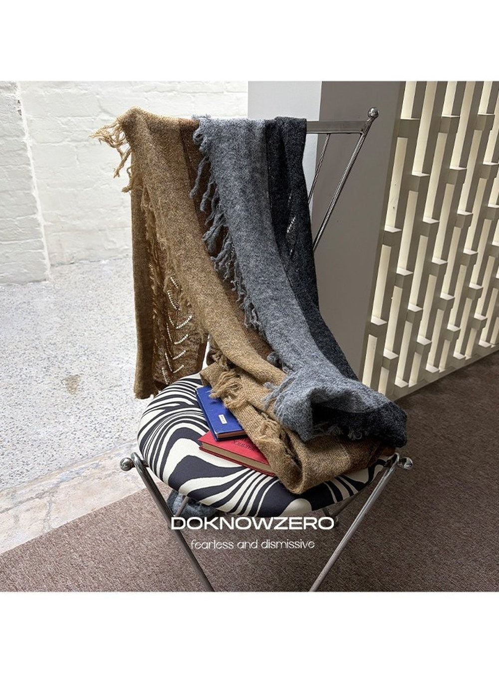 Wool Plush Contrast Scarf (2color)