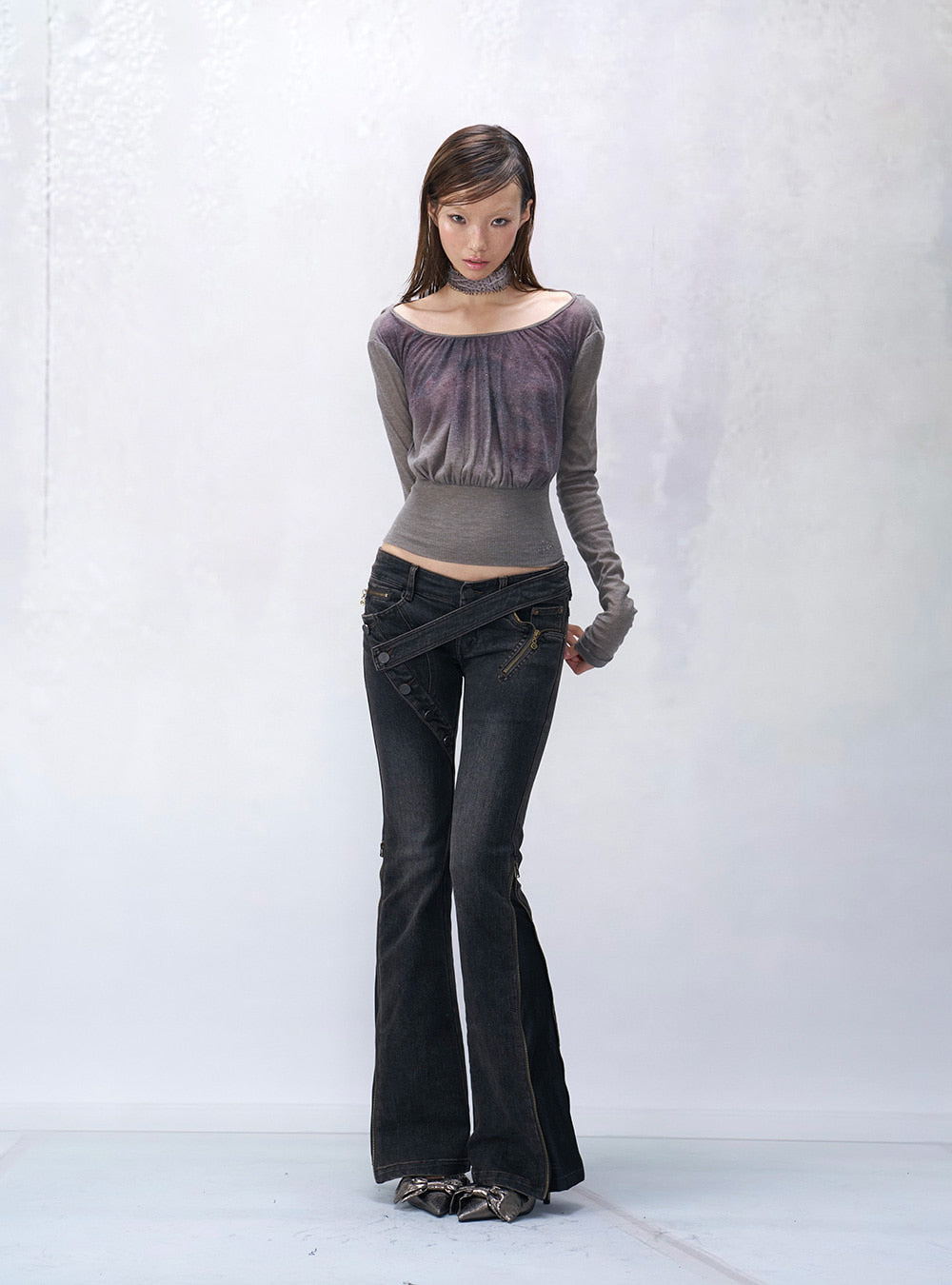 Shadow Backless Long Sleeve Top