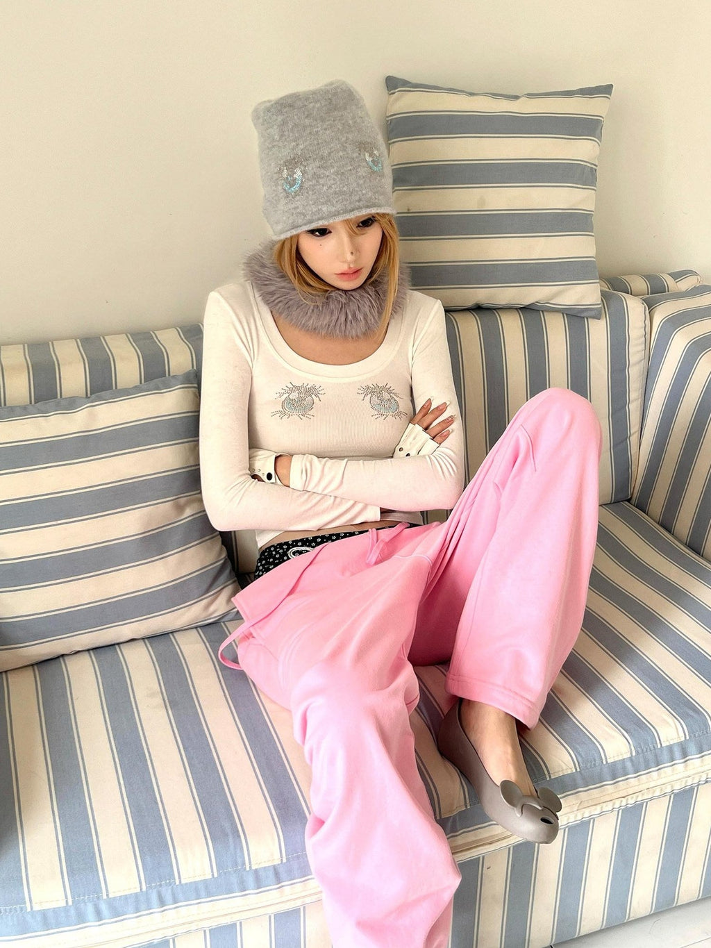 100 Percent Cotton Soft Comfort Casual Natural Waist Unisex Pink Straight Pants