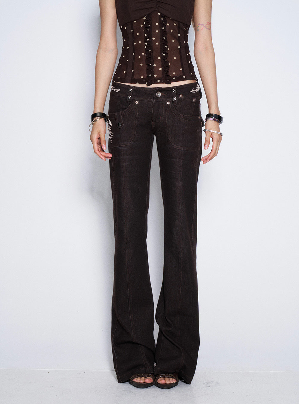 Dust Brown Grunge Low Rise Jeans
