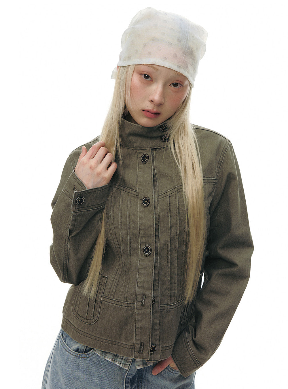 Retro Line Denim Jacket (2color)