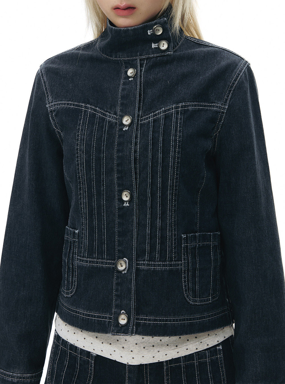 Retro Line Denim Jacket (2color)