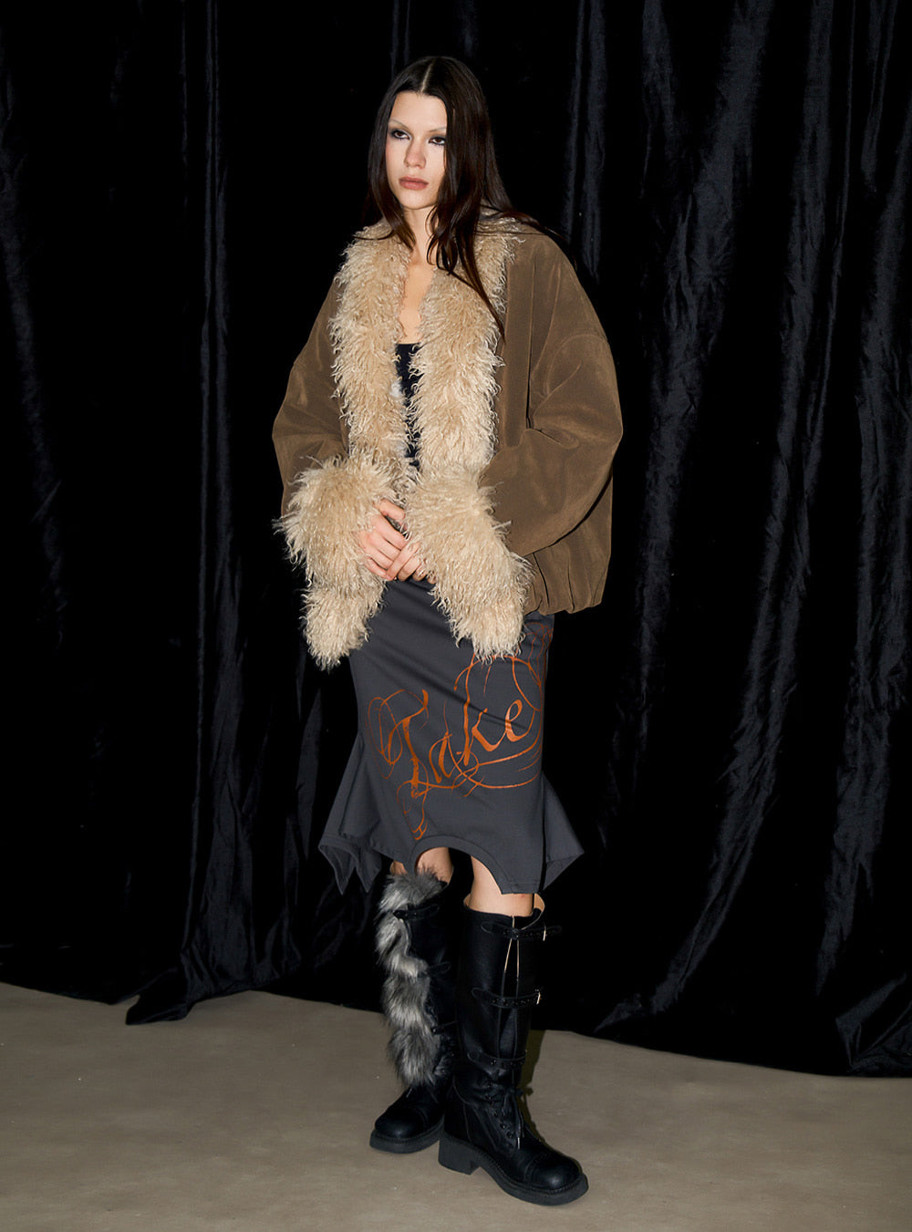 Brown Suede Fur Jacket