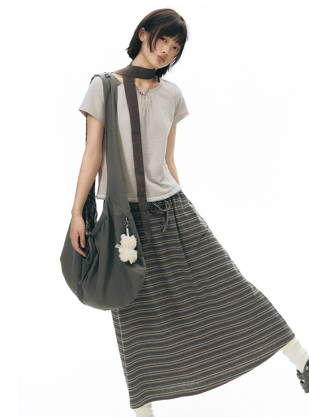 Contour Stripe Long Skirt