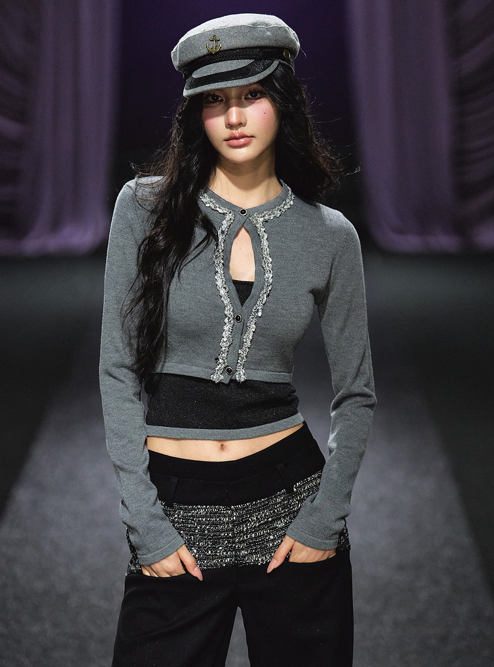 Sparkle Wool Knit Cardigan Set