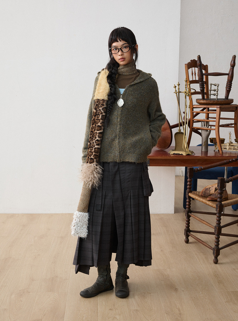 Boucle Alpaca Daily Hooded Zip Up (2color)