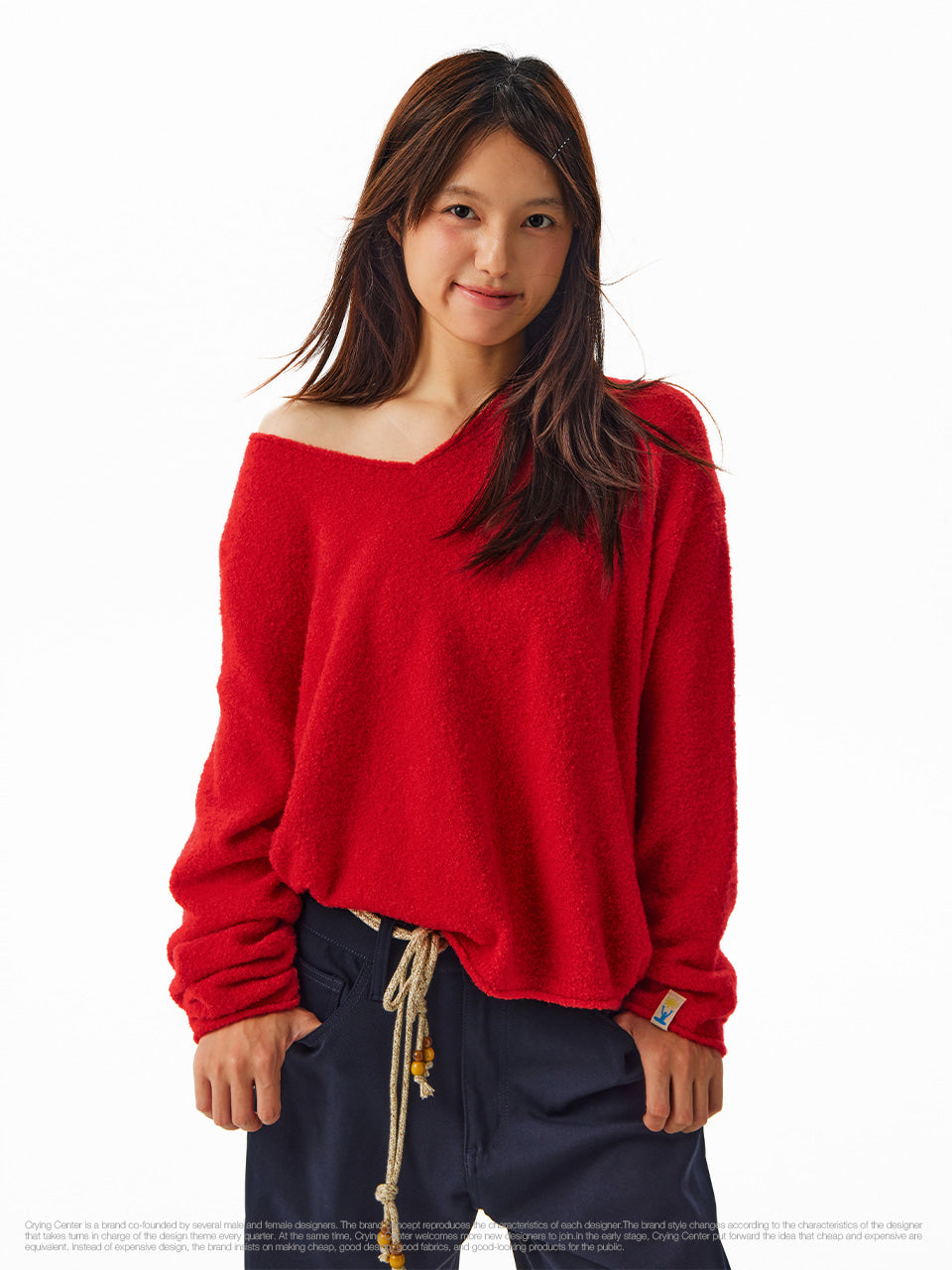 CryingCenter V-Neck One-Shoulder Sweater