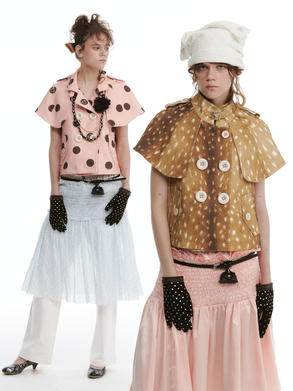 Windproof Cotton Stretch Cute Cropped Doublebreasted Unisex Polka Dot Blouses
