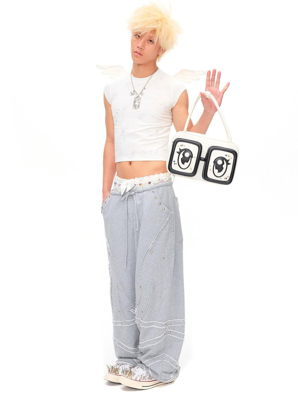 Starlight Rhinestone Angel Wing Women'S Cotton Blend Short Sleeve T-Shirts