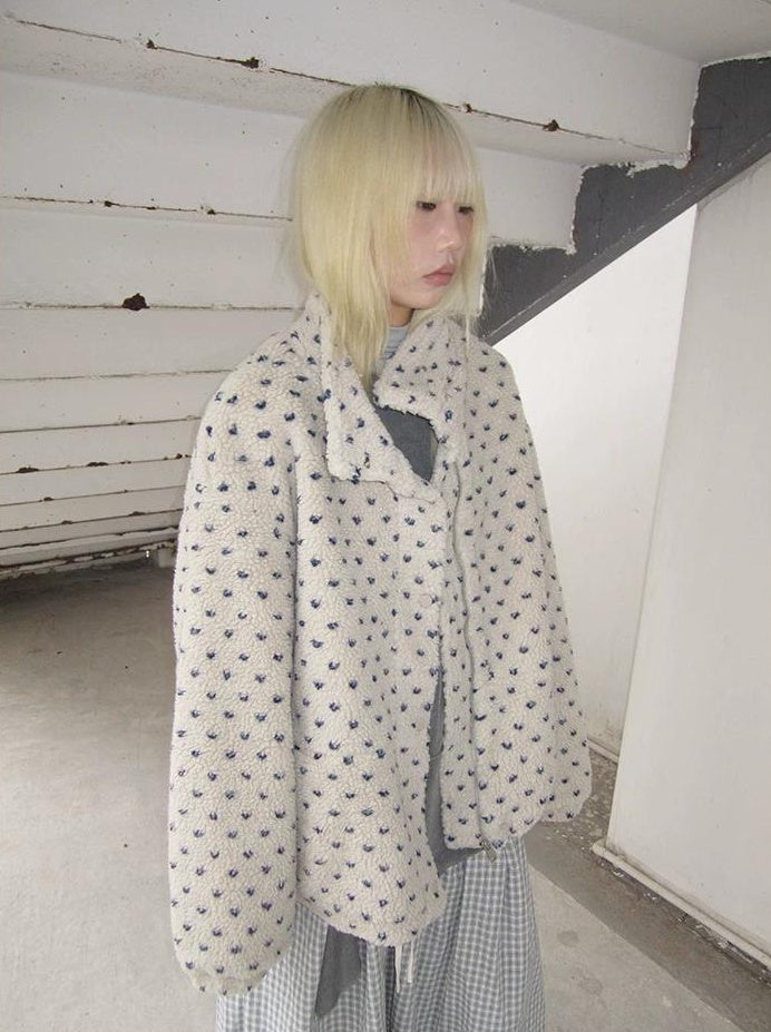 3months | POLKA DOT JACQUARD WOOL COAT【ID:TN00056】