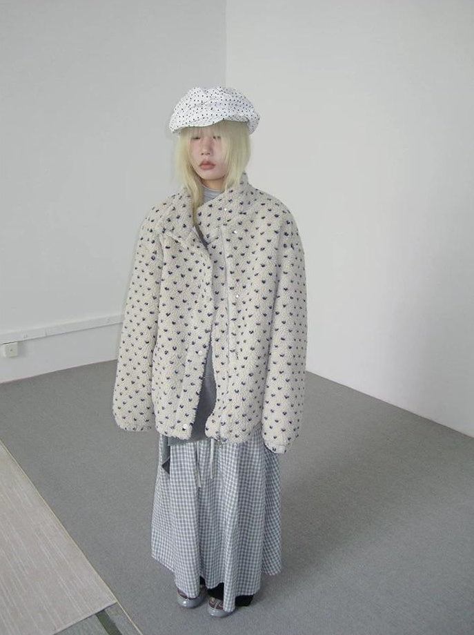 3months | POLKA DOT JACQUARD WOOL COAT【ID:TN00056】