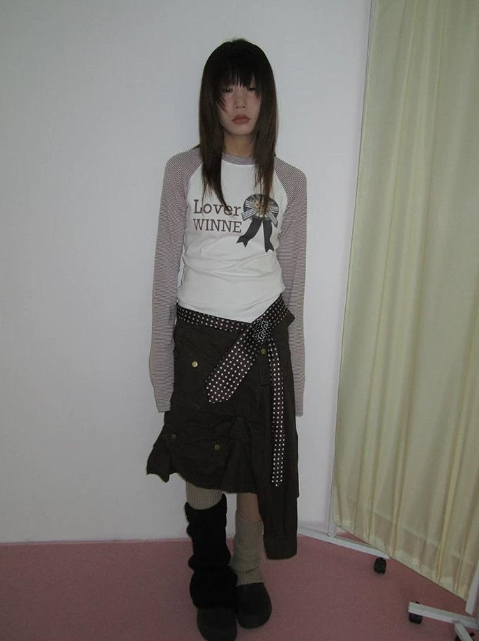 3months | KOREAN STRIPED LETTER TEE【ID:TN00064】