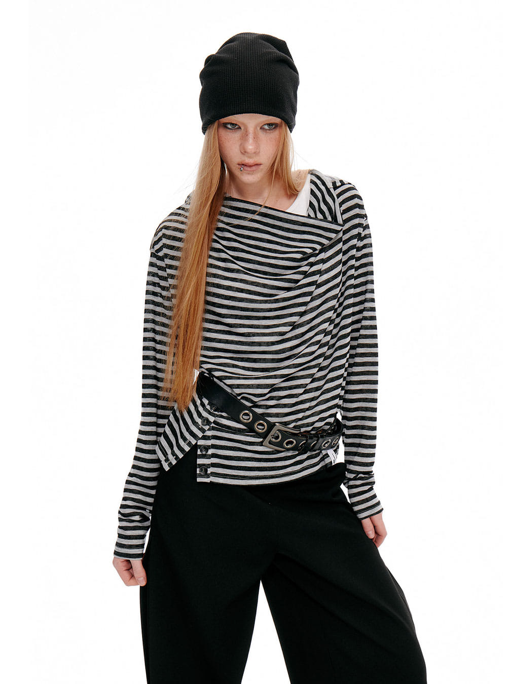 Lazy Sailor Draped Top (2color)