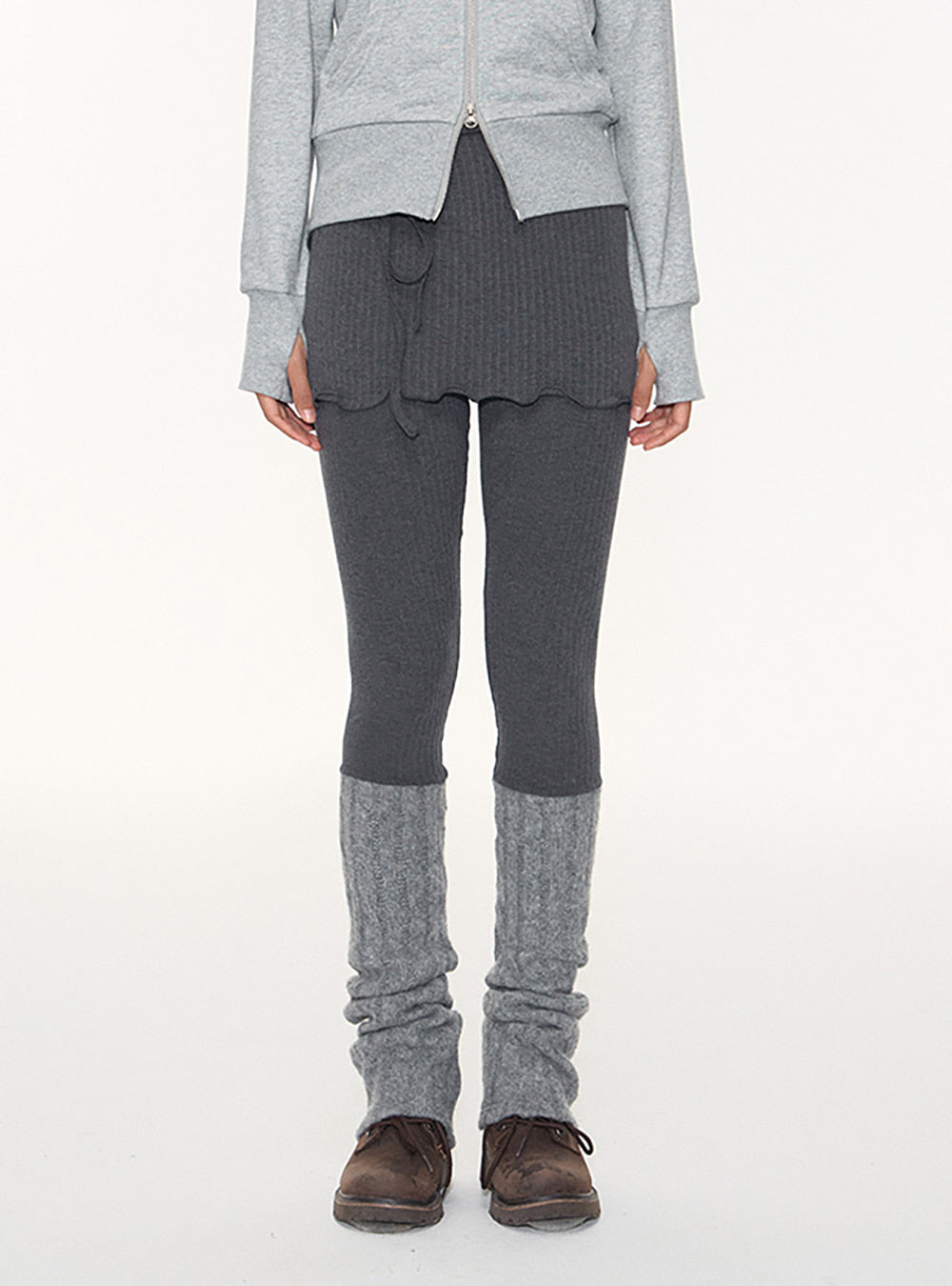 Dark Gray Skirt Over Leggings