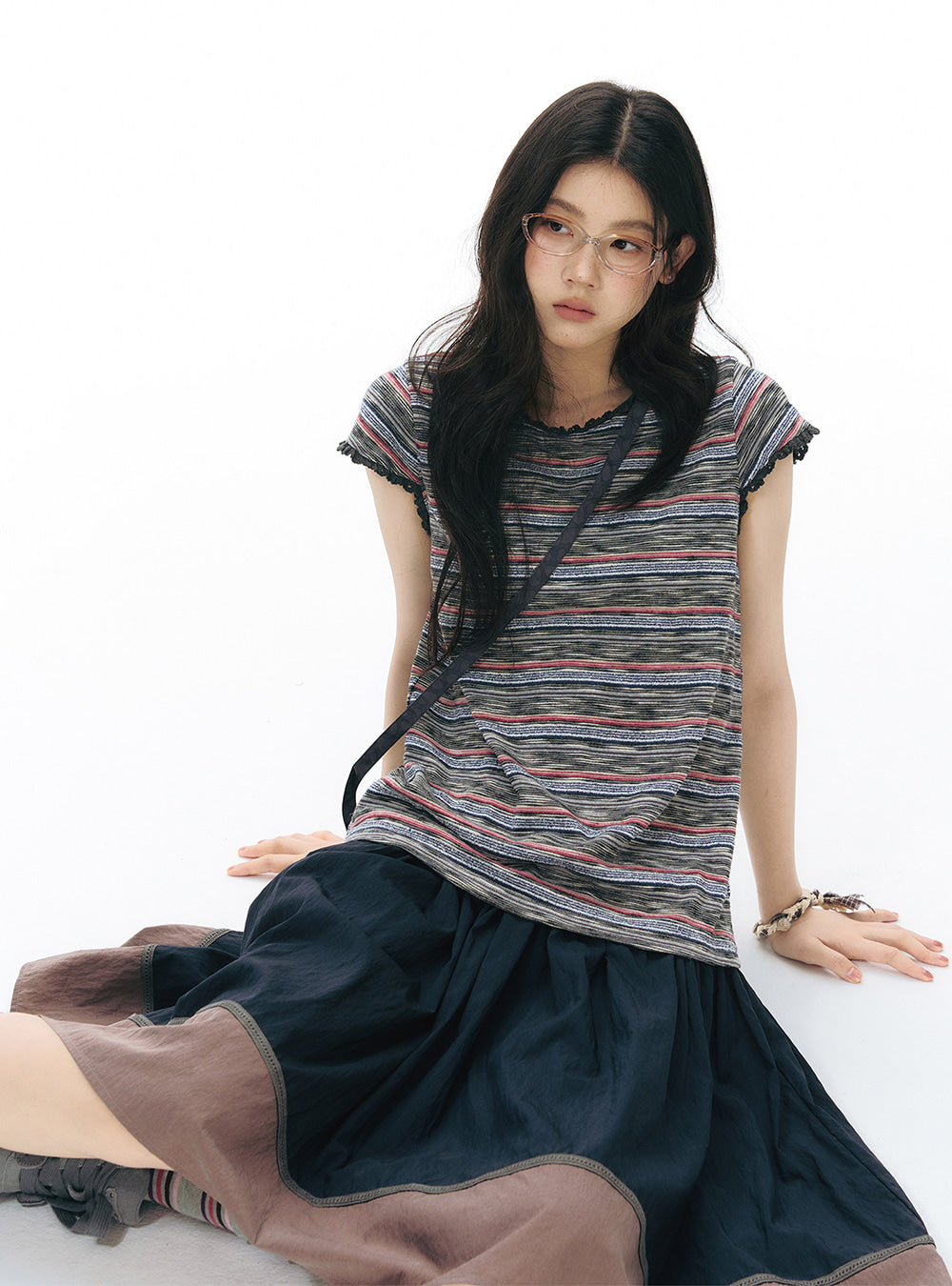 Stripe Lace Edge Top (2color)