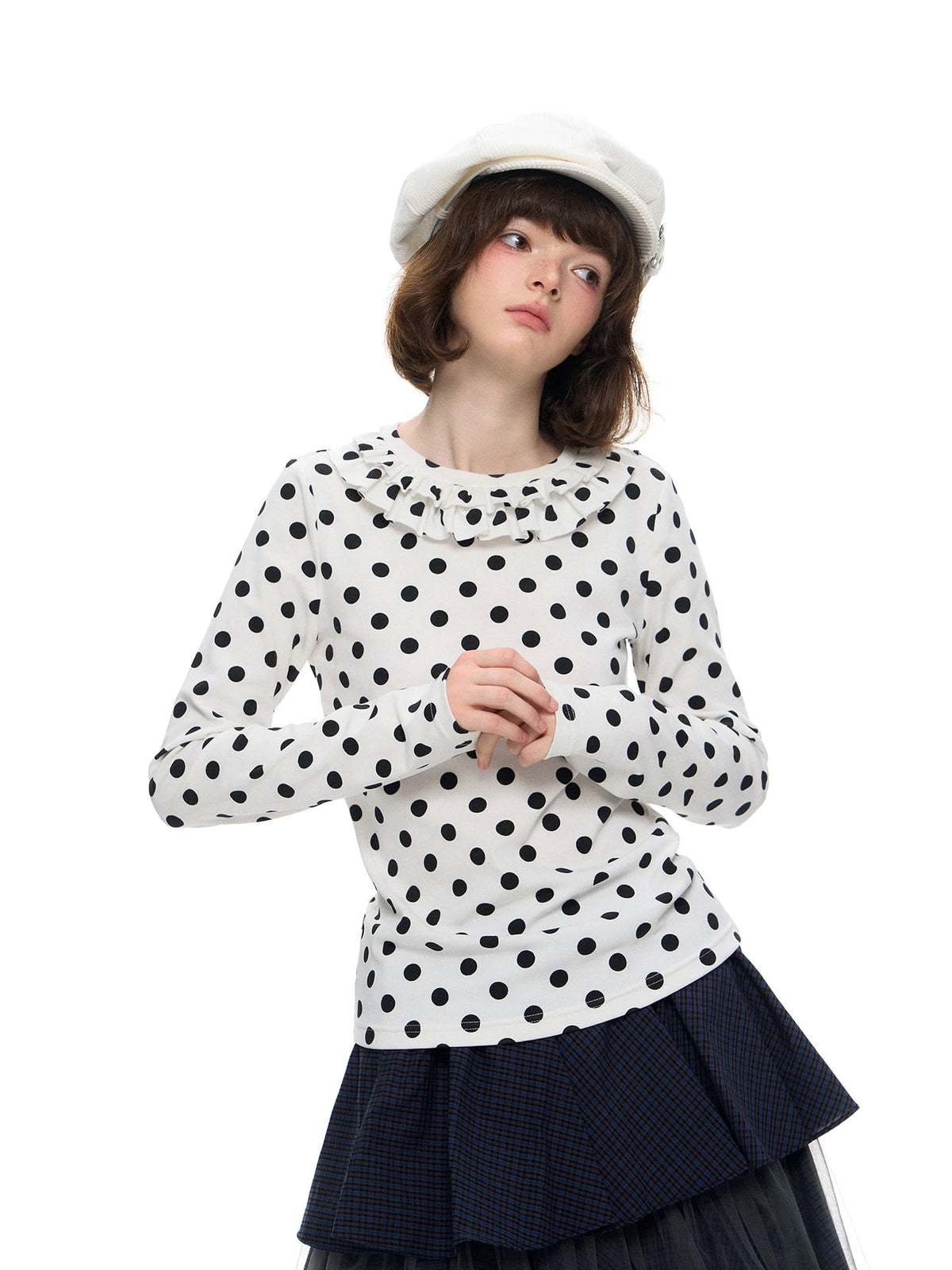 Romance Nanci Ruffle Dot Long Sleeve