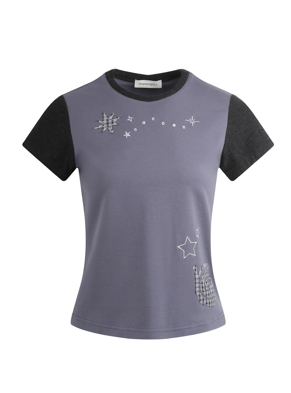 Star Snail Contrast Sleeve Top (2color)