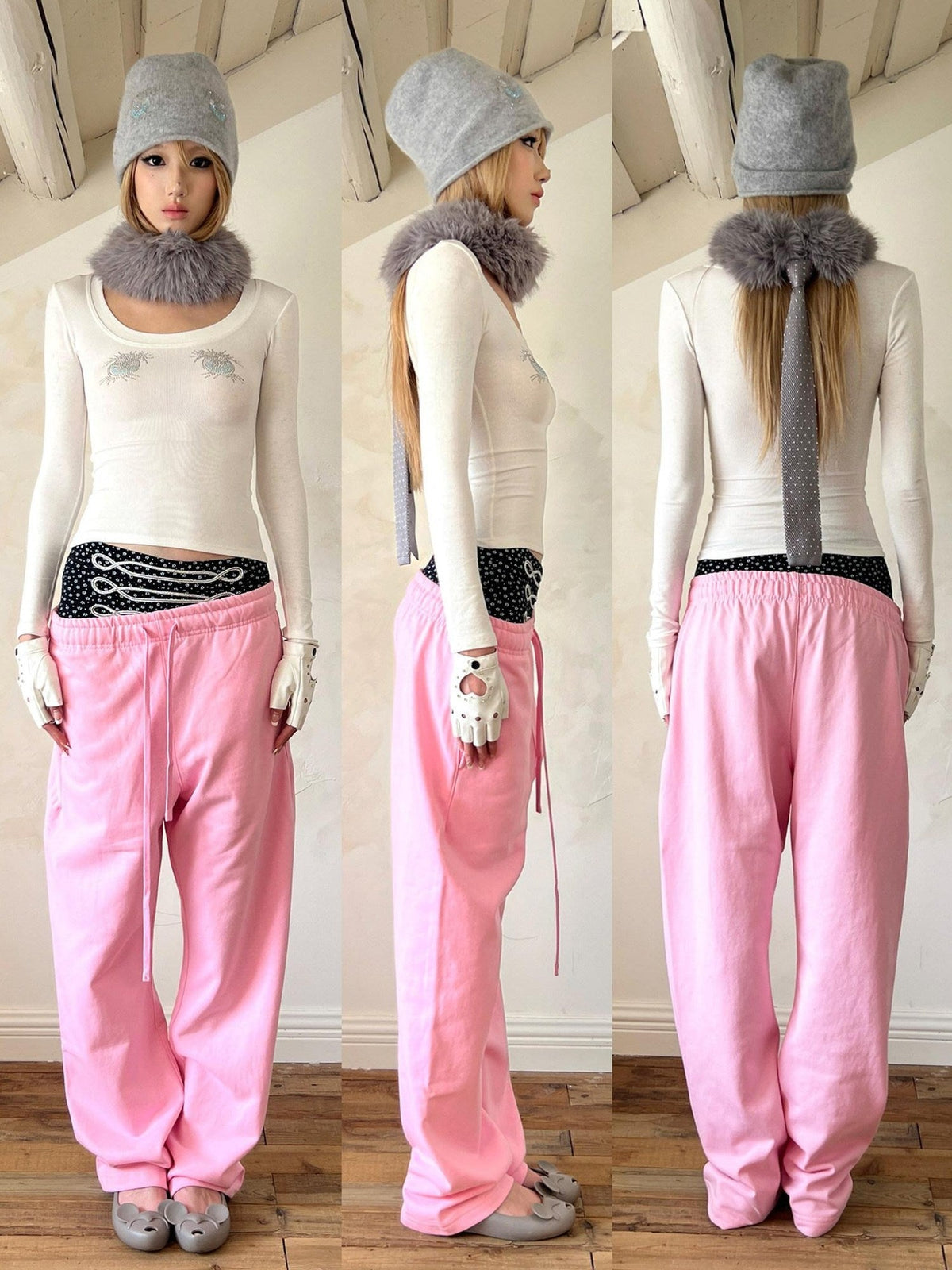 100 Percent Cotton Soft Comfort Casual Natural Waist Unisex Pink Straight Pants