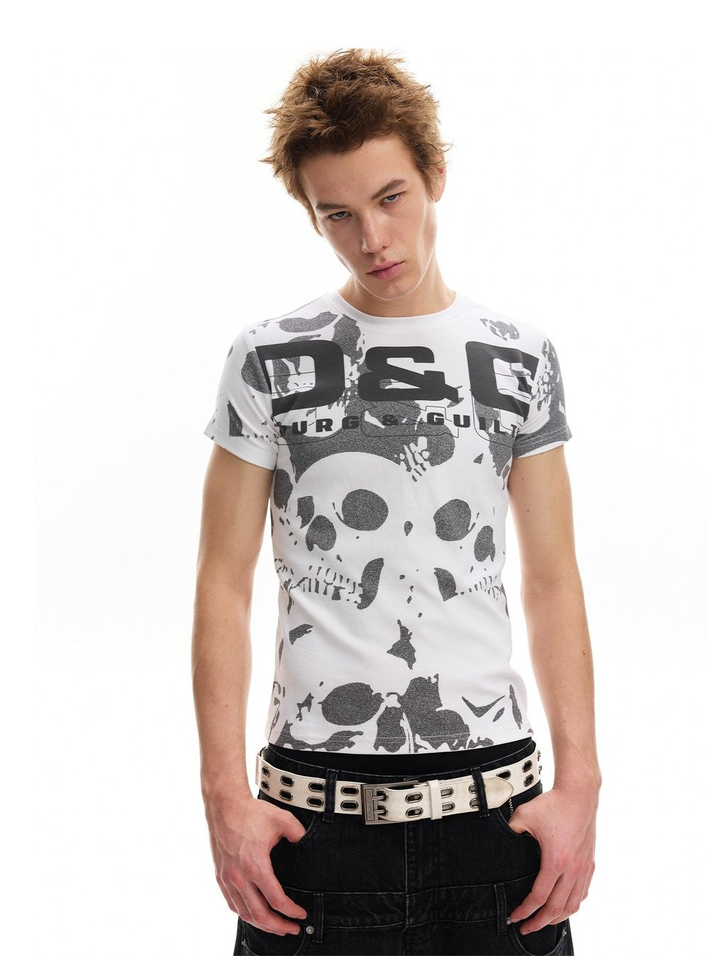 Skull Print Shoulder Top