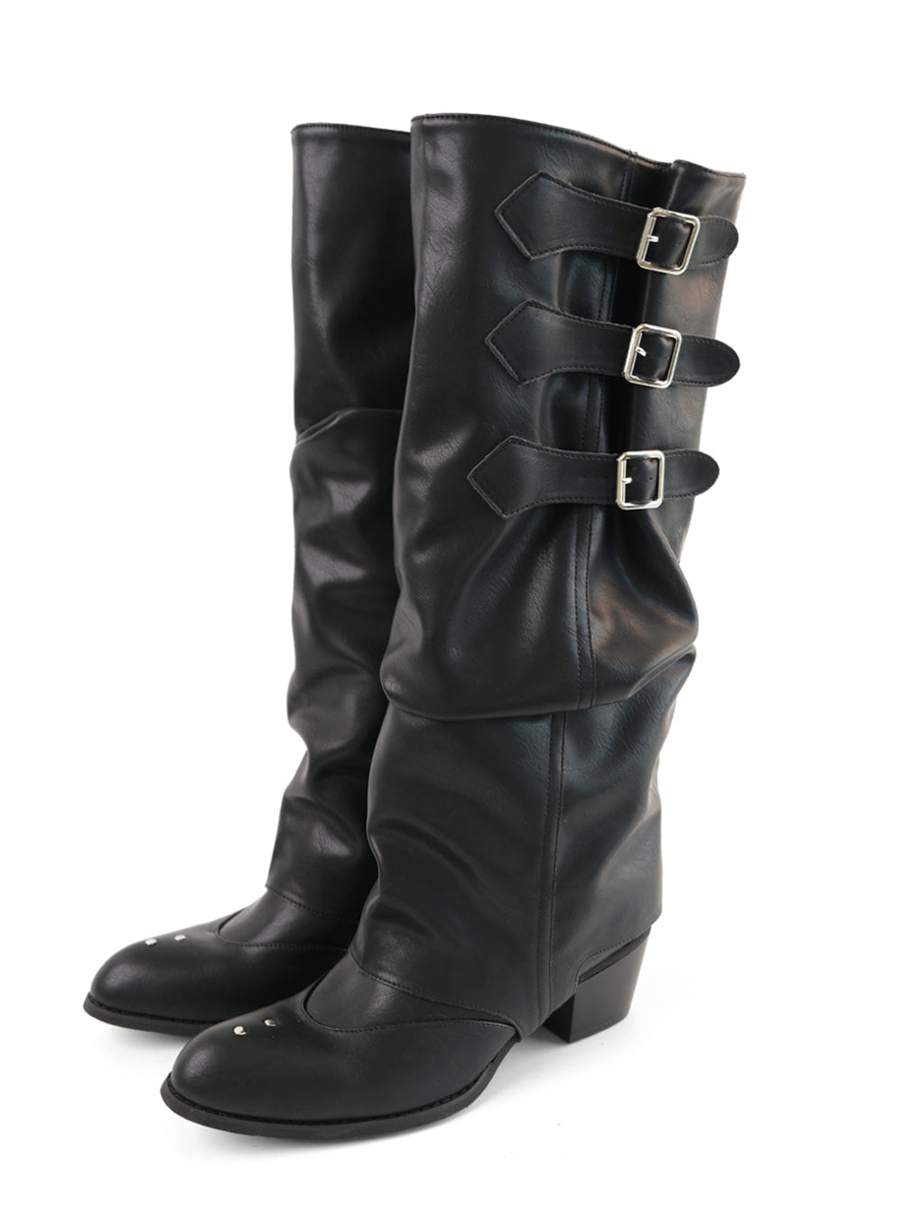 Western Triple Buckle Tall Boots (2color)