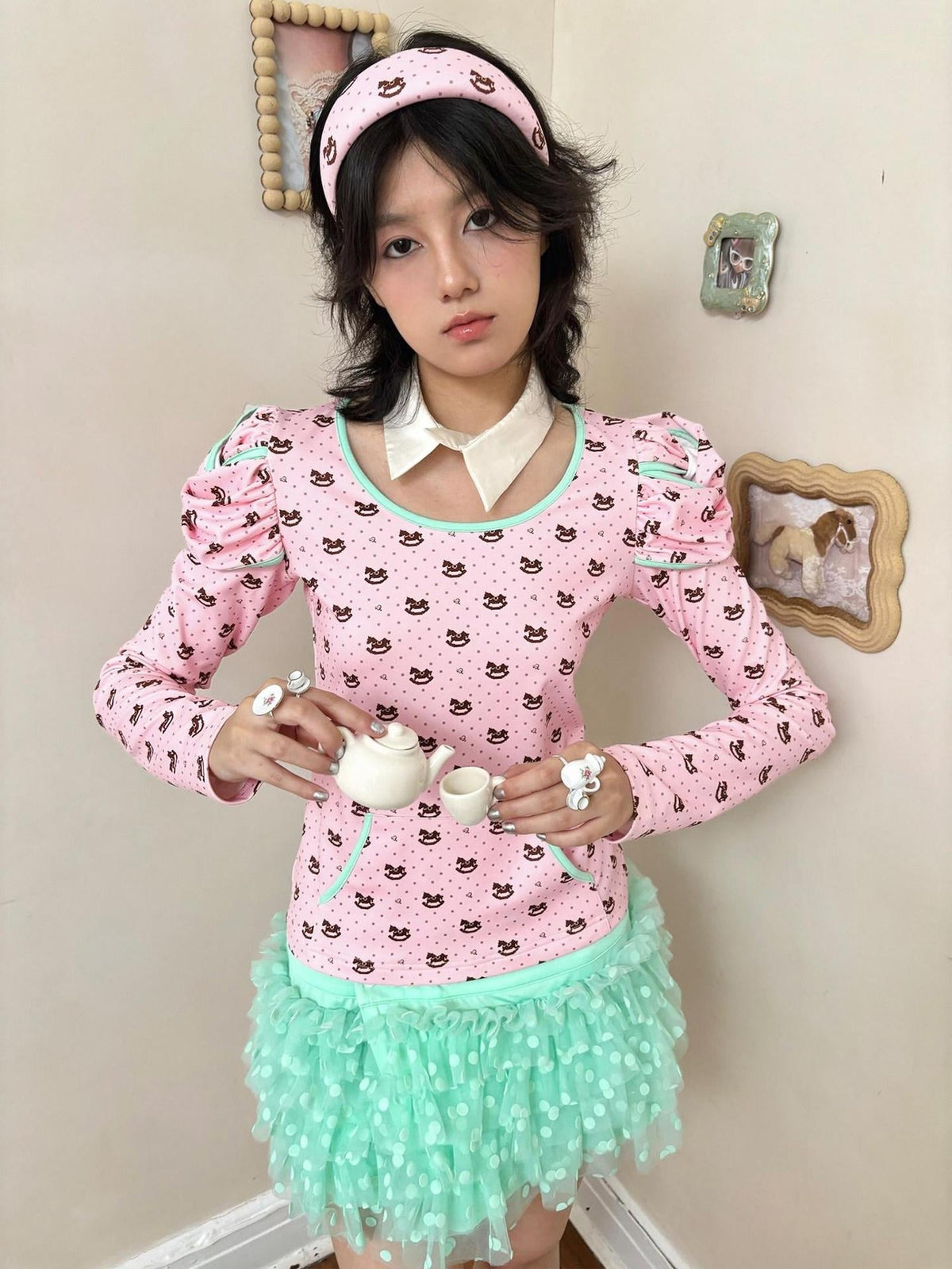 Soft Modal Slim Fit Casual Sculpted Women Striped Bow Long Sleeve T-Shirts