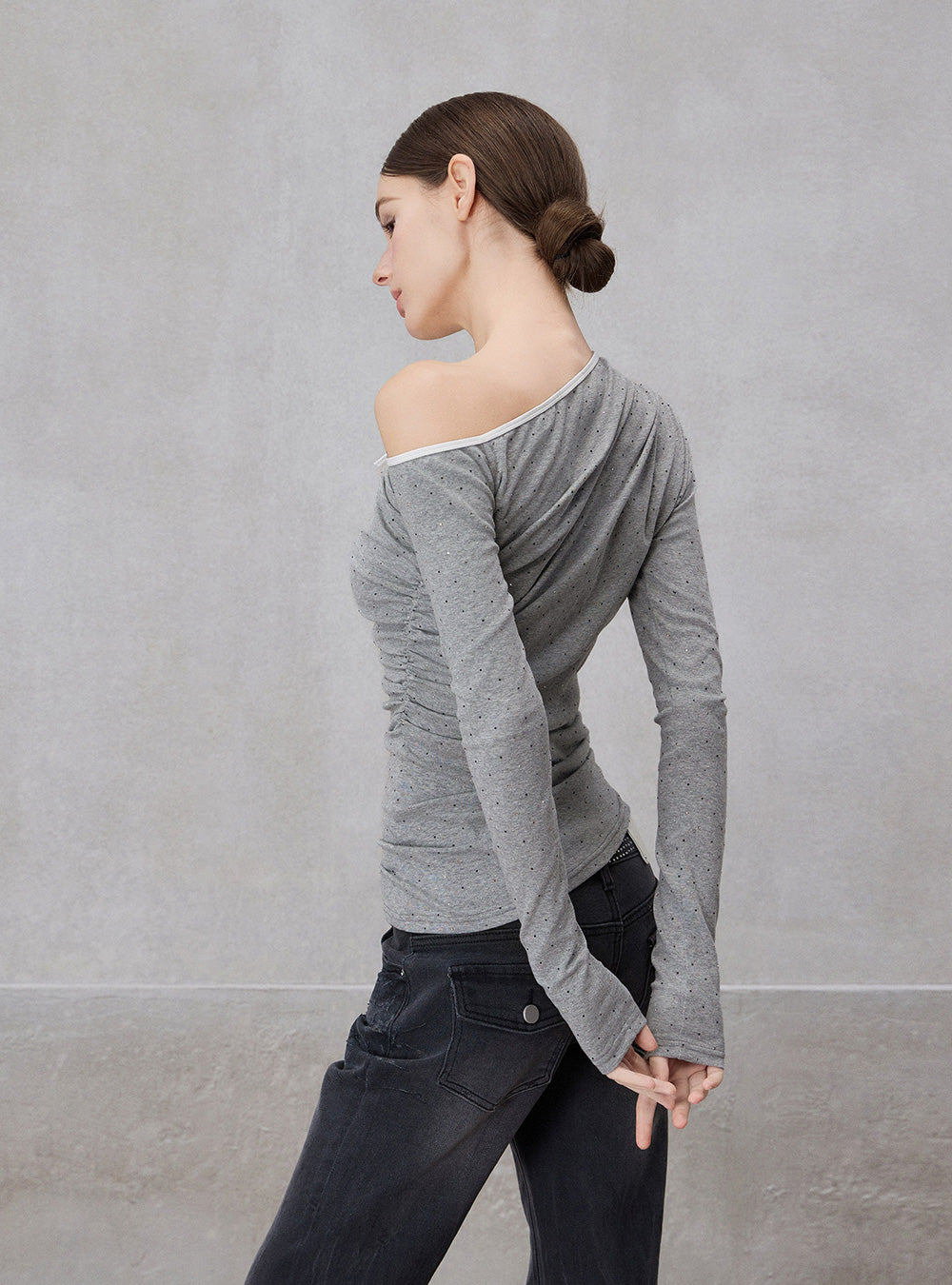 Sparkle Dot Off Shoulder Slim Top