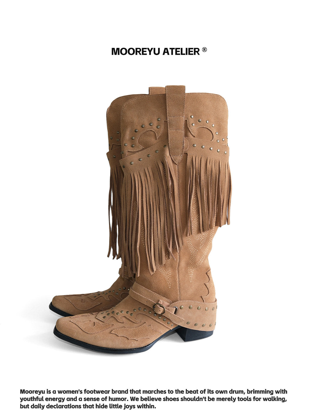 Tassel Cowboy Suede Knee-High Boots