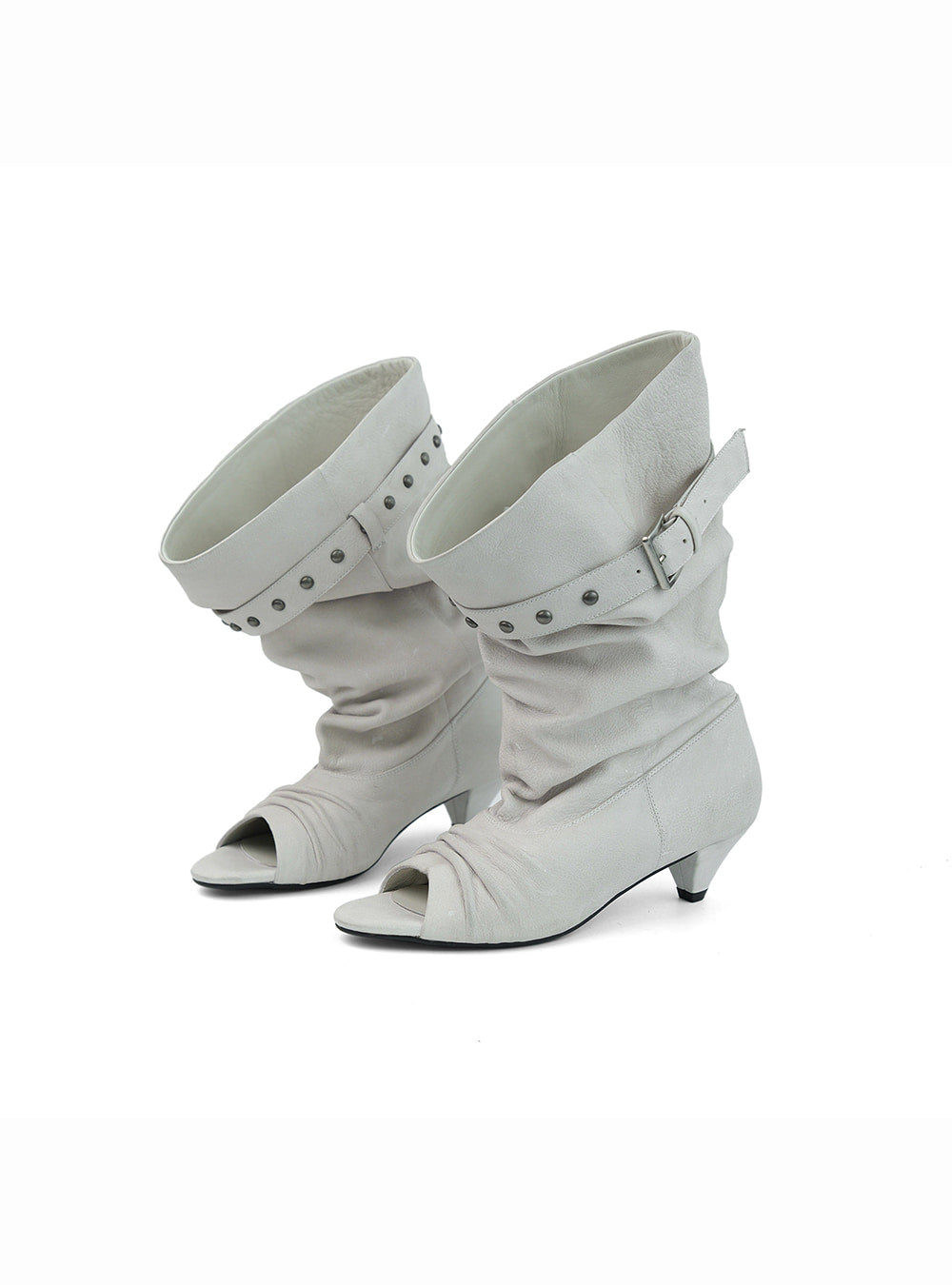 Peep Buckle Draped Boot (2color)