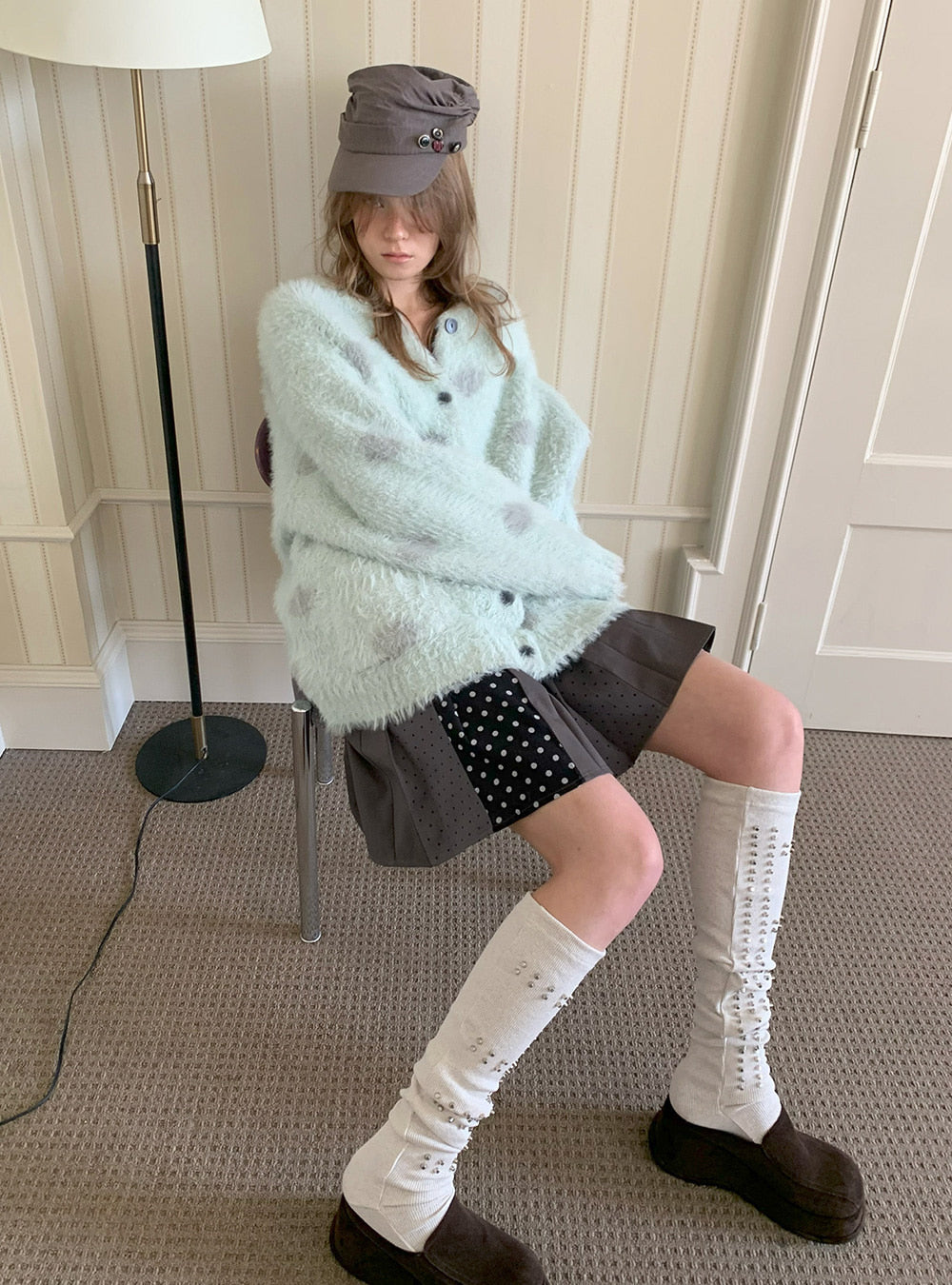 Mint Breeze Dot Cardigan