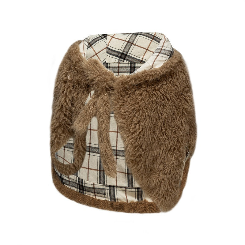 Warm Wool Blend Reversible Asymmetric Short Tie Closure Striped Unisex Accessories