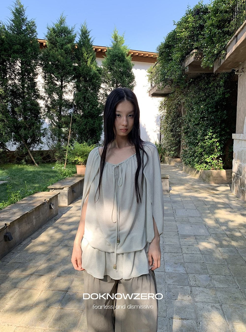 Linen Blend Draped Top