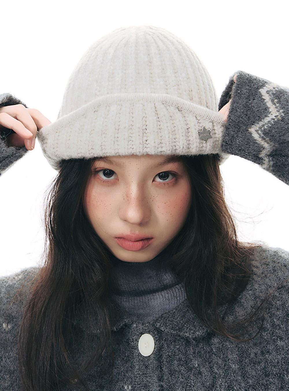 Folded Edge Wool Rib Beanie (3color)