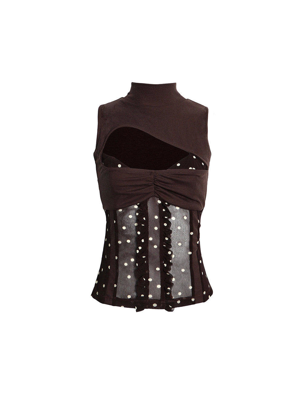 Cocoa Cutout Polka Veil Corset Top